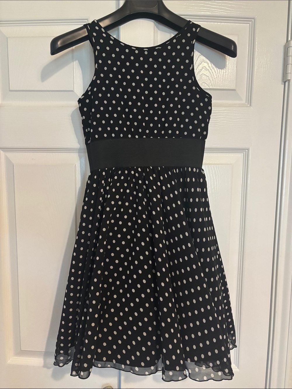 Pippa & Julie Black and White Polka Dot Sleeveless Fit-and-Flare Dress